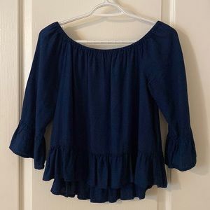 Dark blue off shoulder blouse